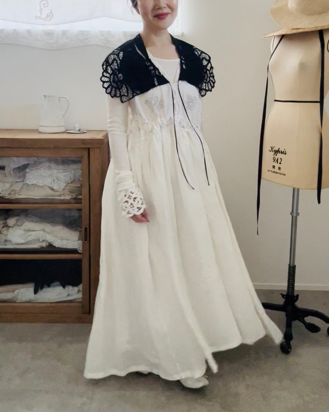 黒のつけ襟『Fleur douce(フルール・ドゥース)』